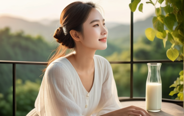 염소 우유 영양성분 분석 - **Prompt 1: Digestive Comfort and Serenity**
    "A serene, beautiful young woman (East Asian, mid-2...