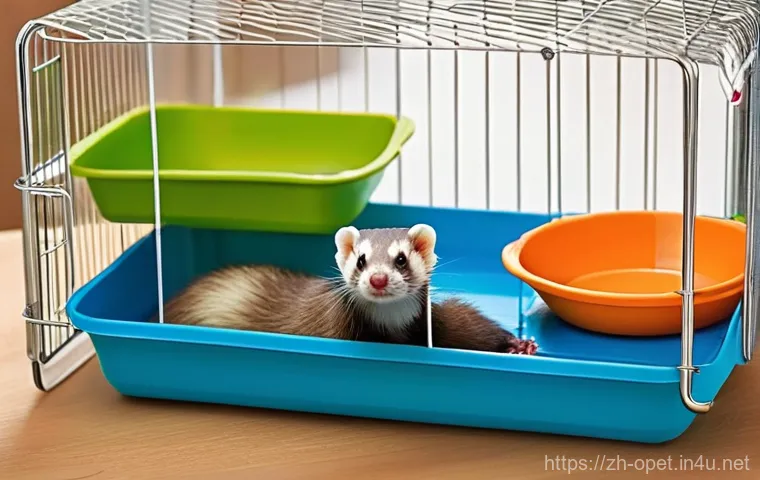 페럿 미용 방법 - "A close-up shot of a small, adorable ferret having its nails carefully trimmed. An owner's gentle h...