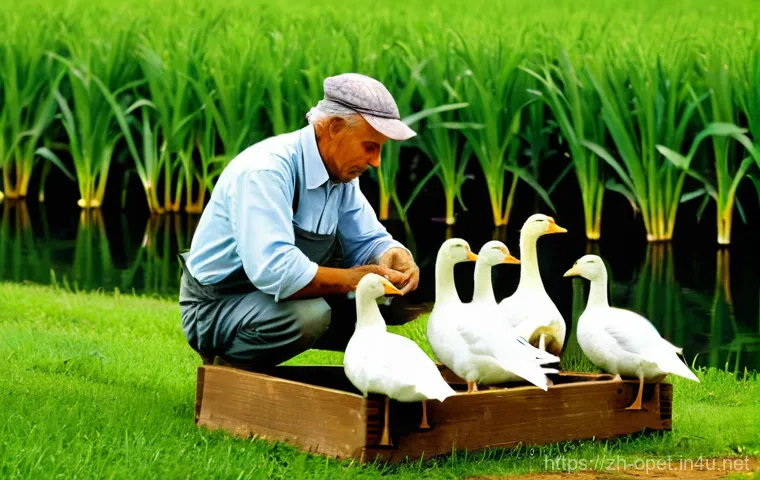 거위 사육 기초 - **Prompt:** An idyllic illustration of a cozy and well-maintained goose house situated on a slightly...