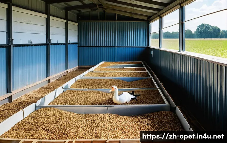 거위 질병 예방법 - **Prompt 1: A Pristine Goose Haven**
    "A wide-angle shot inside a meticulously clean and well-ven...