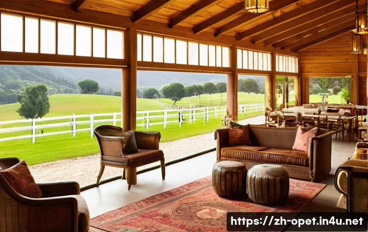 말 훈련 캠프 운영 - **A Serene Equestrian Retreat**
    A wide-angle, bright and inviting shot of a modern equestrian tr...